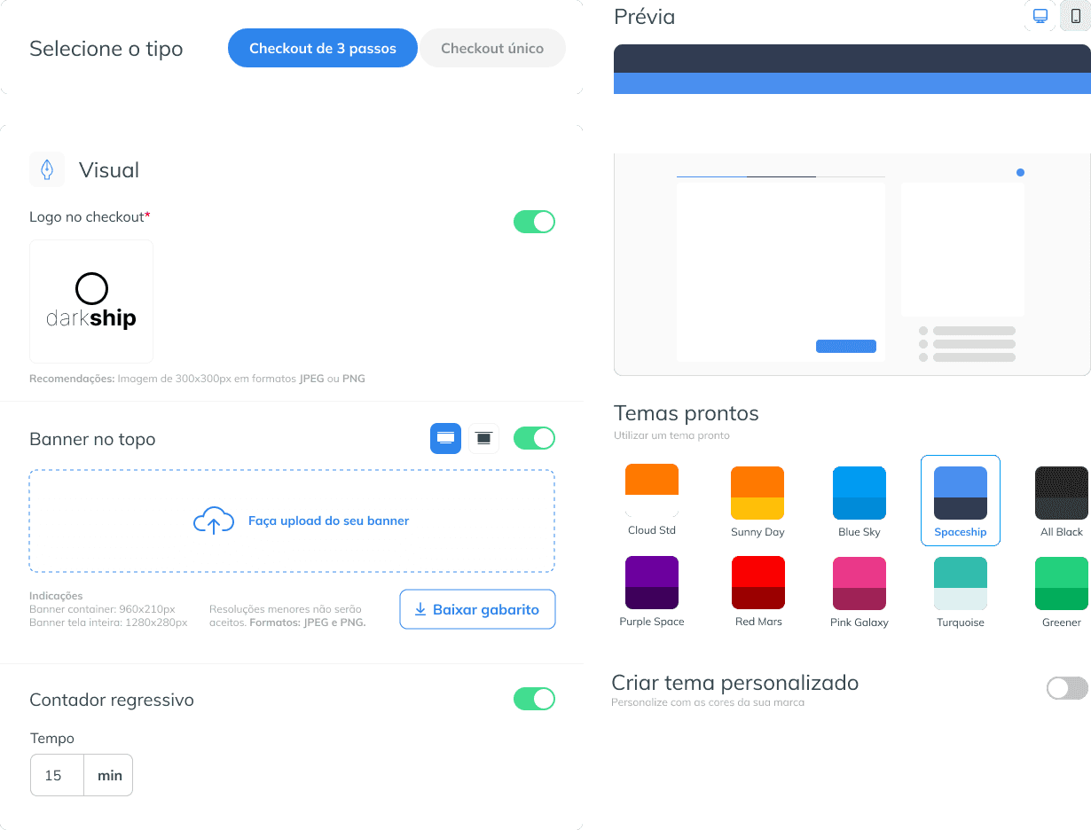 Cloudfox checkout editor with live preview