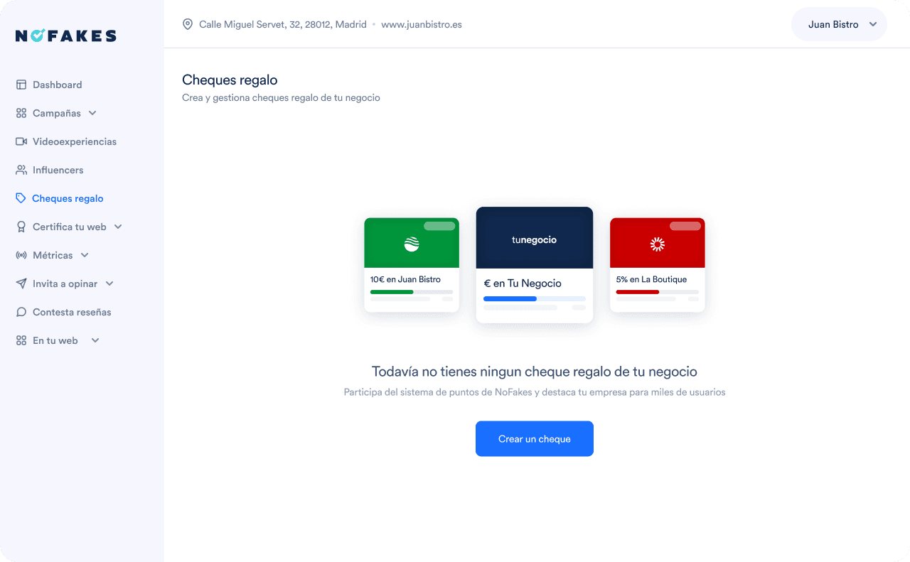 NoFakes review management screen